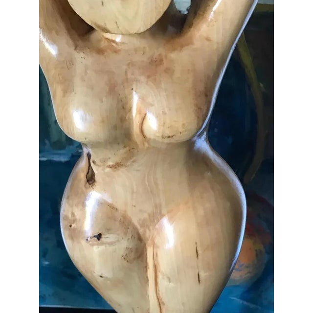 Large Modernist Wood Sculpture of Woman Dancer, Denmark, 1960s For Sale - Image 4 of 10