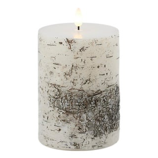 FIA Wick Birch Design Pillar Candle (Set of 2) For Sale
