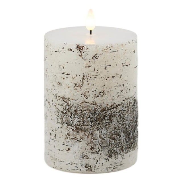 FIA Wick Birch Design Pillar Candle (Set of 2) For Sale