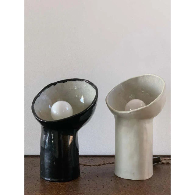 Not Yet Made - Made To Order Design Freres Black and White Cyclope Lamps - Set of 2 For Sale - Image 5 of 11
