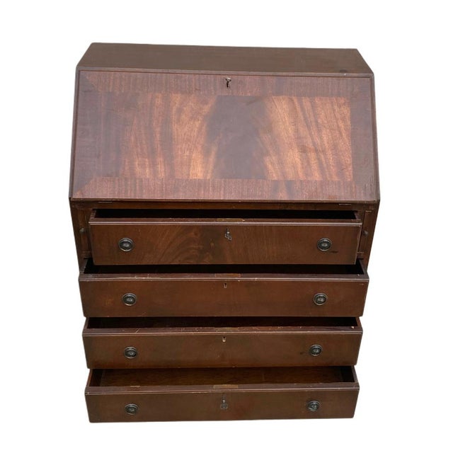 Vintage English Mahogany Secretaire, 1950s For Sale - Image 4 of 8