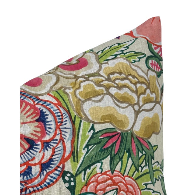 Modern Peony Garden Pillow Cover in Beige, 20x20 Pillow For Sale - Image 3 of 4