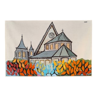 David Adickes "L'Eglise De St. Genevieve" Abstract Architectural Tapestry of a Cathedral, 1970s For Sale