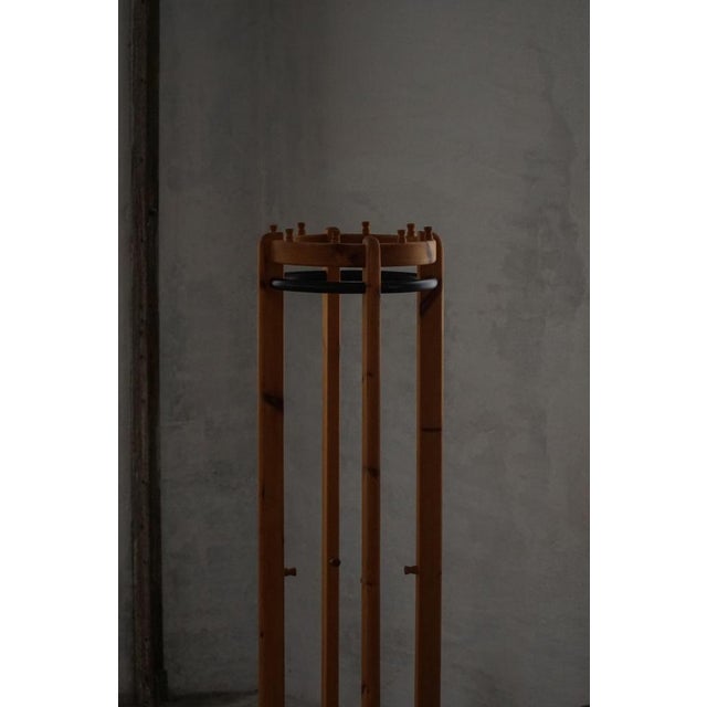 Danish Modern Brutalist Round Coat Stand in Pine, 1970s For Sale - Image 16 of 17