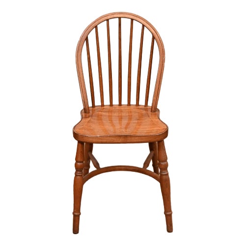 Farmhouse Windsor Bow Back Side Chair with Crinoline Stretcher For Sale