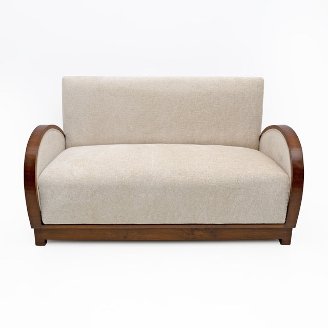 Art Deco Bouclè and Walnut 2 Seater Sofa, Italy, 1930s For Sale - Image 3 of 11