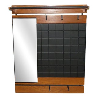 Mid-Century Modern Wardrobe with Hat Rack in Teak, Black Metal and Skai, 1960s For Sale