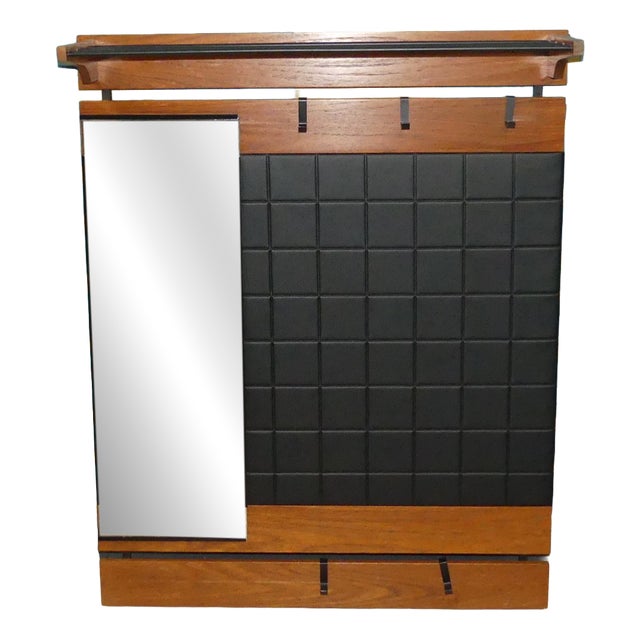 Mid-Century Modern Wardrobe with Hat Rack in Teak, Black Metal and Skai, 1960s For Sale