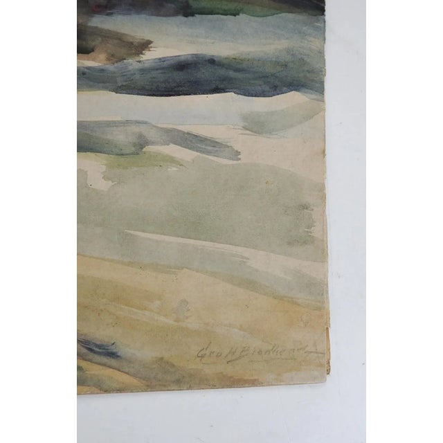 Early 20th century watercolor on artist board painting of rocky New England sea coast by George Hamilton Brodhead (Born...