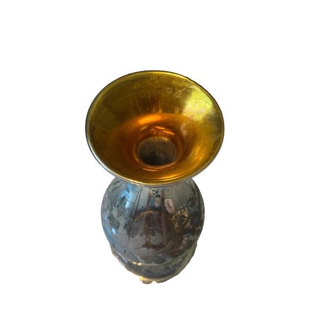Late 19th Century Antique European Etched Mercury Glass Vase Form Lamp Body For Sale - Image 5 of 8