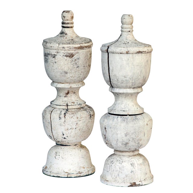 A Lovely Pair of Antique Wood Architectural Balustrades in white paint. Graet bfor Table tops,Library Shelves or can be...