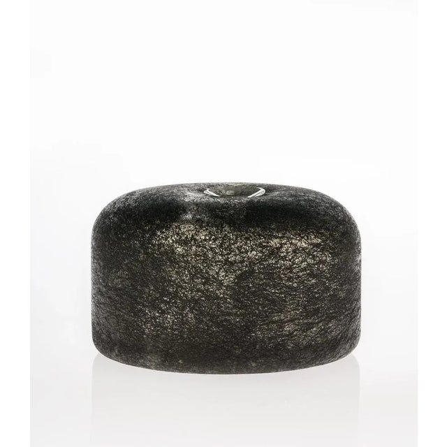 Urn by Paolo Marcolongo Dimensions: Diameter 22 x height 13.3 cm Materials: Murano glass and iron.