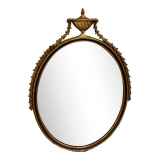 Antique Oval Mirror English Gilt Gesso Adam Style Victorian c.1890 For Sale