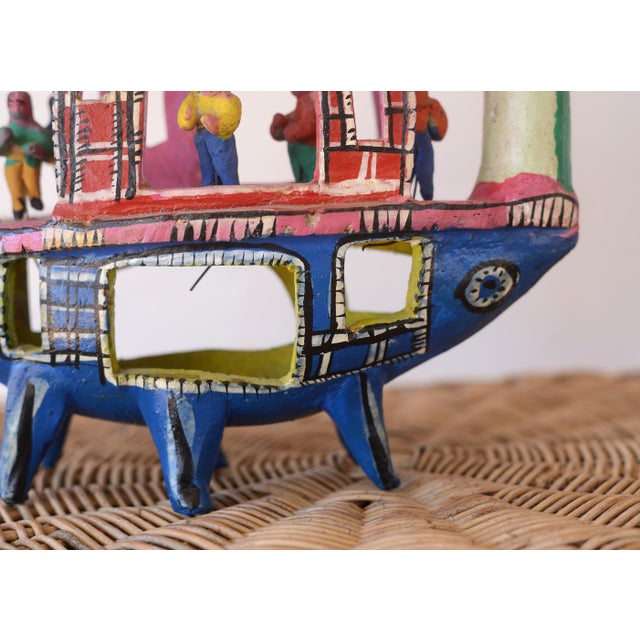 Vintage Candelario Medrano Mexican Folk Art Ceramic Boat Sculpture For Sale - Image 10 of 15