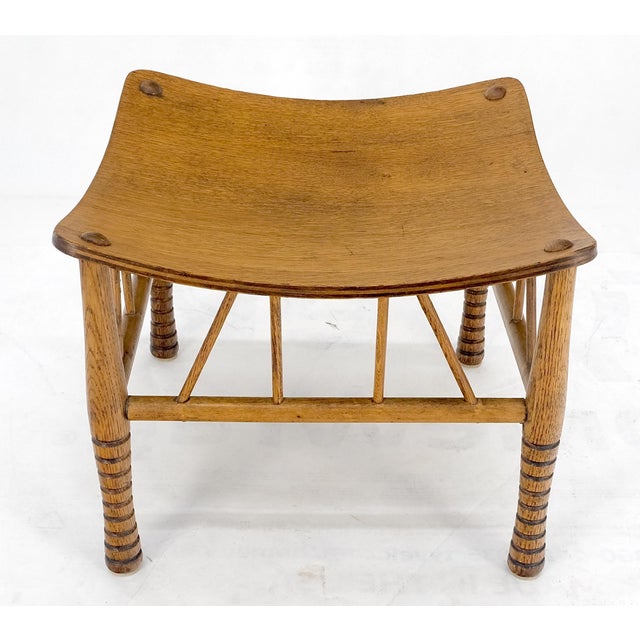 Unusual Molded Plywood Oak Arts & Crafts Style Square "Sling" Seat MINT!