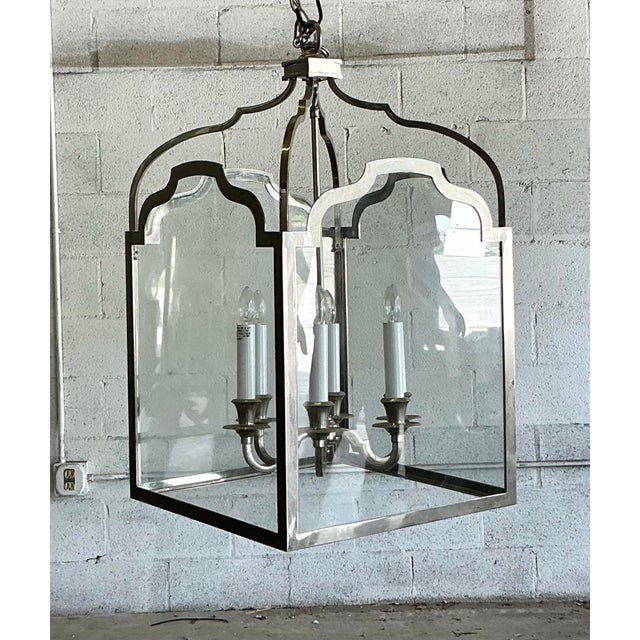 Metal Early 21st Century Visual Comfort Regency Chrome Lantern For Sale - Image 7 of 11