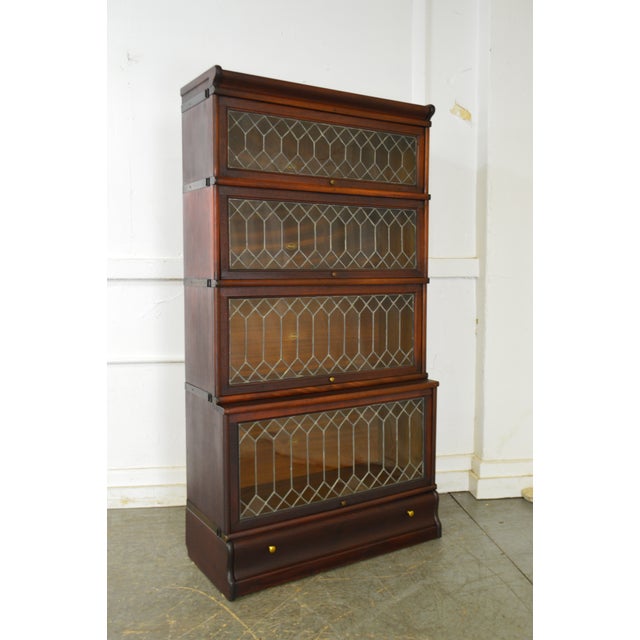Macey Antique Mahogany Leaded Glass 4 Section Stacking ...