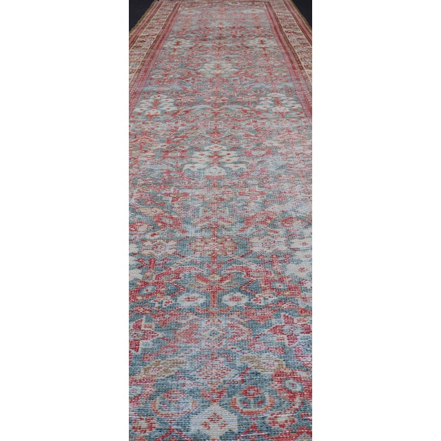 Antique Persian Malayer Runner With Allover Pattern in Soft Red 3'3 X 13'5 For Sale In Atlanta - Image 6 of 12