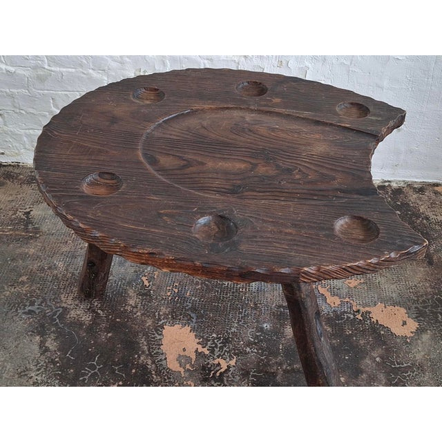 Mid-Century Modern Brutalist Hand-Carved Horse-Shoe Shaped Coffee Table, 1960s For Sale - Image 3 of 9