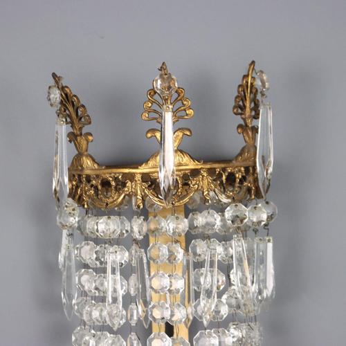 Metal Wall Lamps in Gilded Bronze, Set of 2 For Sale - Image 7 of 9