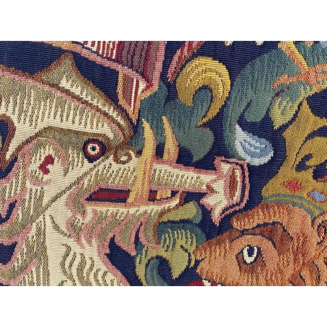 French Aubusson Style Jacquard Tapestry with Medieval Design For Sale - Image 6 of 14