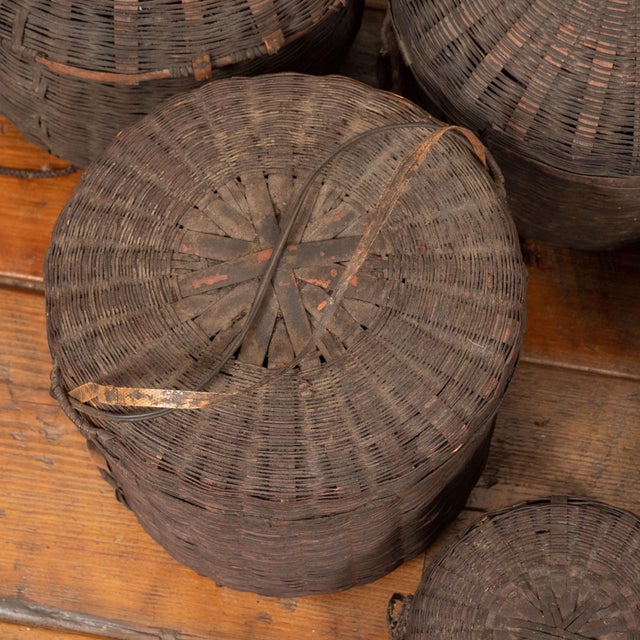 Brown Set of 6, Collection of 19th Century African Baskets - Mali For Sale - Image 8 of 16