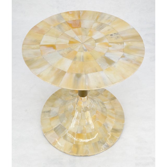 Mother of Pearl Veneer Patch Work Tulip Shape side End Table Stand MINT