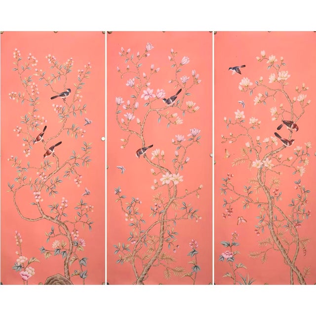 Not Yet Made - Made To Order Chinoiserie Wallpaper Panel – Hand Painted Floral Bird Wall Mural, Luxury Wall Decor For Sale - Image 5 of 11