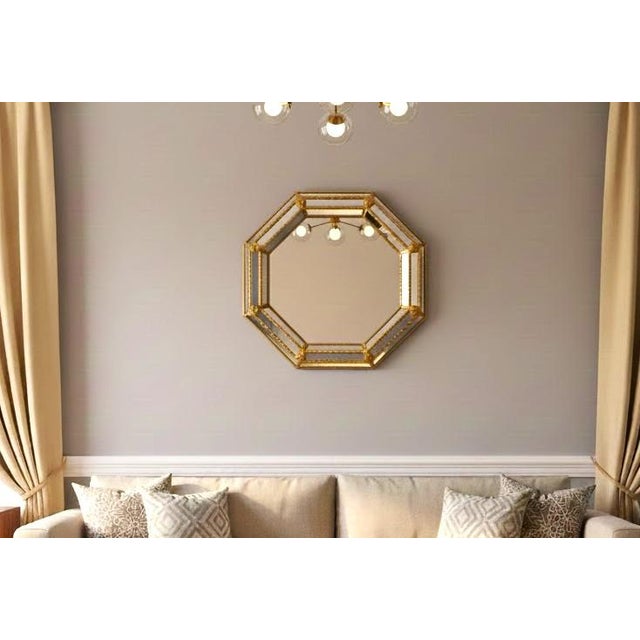 Octagonal Venetian Mirror From the 1950s For Sale - Image 4 of 11