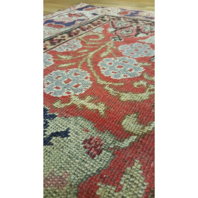 1920s Antique Turkmenistan Khotan Rug, Handmade Oriental Rug, Coral, Ivory, Blue, Soft For Sale - Image 5 of 7