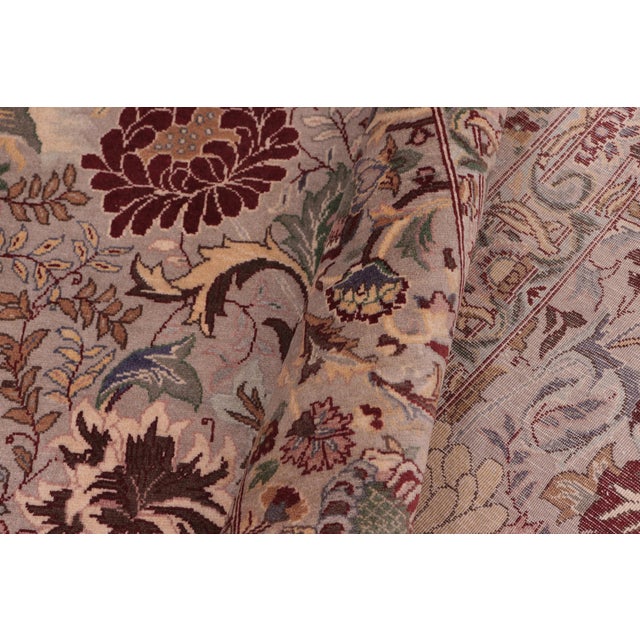 Textile Shabby Chic Floral Square 1990's Pak-Persian Gray/Gray Wool Rug - 7'11'' X 8'1'' For Sale - Image 7 of 9