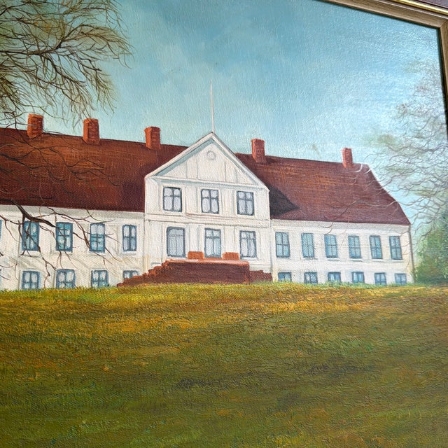 Early 21st Century Danish Manor House, Framed Oil on Canvas For Sale - Image 5 of 11