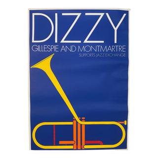 1970s Dizzy Gillespie French Jazz Festival Lithograph Poster For Sale
