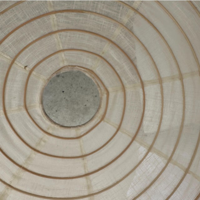 Japanese-Style Rattan and Natural Linen Pendant Light, 1980s For Sale - Image 9 of 17