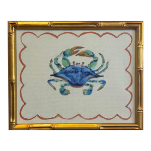 Blue Crab in Bamboo Frame an Original Painting by Michelle Heimann.