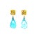 26.70 Carat Blue Topaz Yellow Sapphire Yellow Gold Drop Earrings These earrings have 2 Faceted Briolette Blue Topaz stones...
