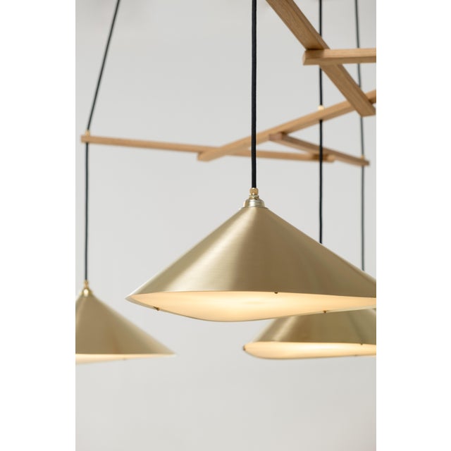 Emily Group of Five Pendant Chandelier in Brass by Daniel Becker for Moss Objects For Sale - Image 9 of 11