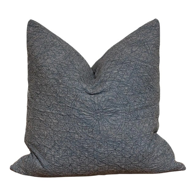 Misty Gray Hand-Stitched Pillow Cover For Sale