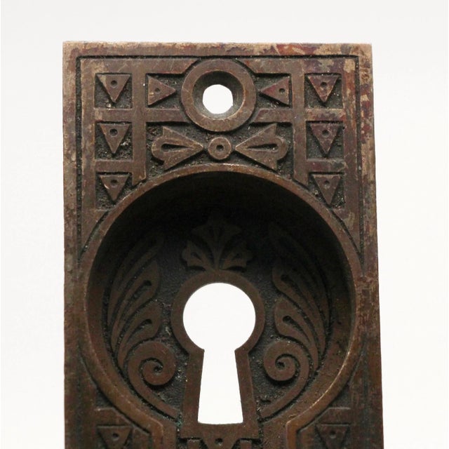 Traditional Pair of Mid 20th Century Bronze Aesthetic Recessed Pocket Door Plates For Sale - Image 3 of 5