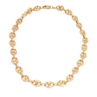 Late 20th Century Mariner Puff Link 14k Yellow Gold Necklace For Sale