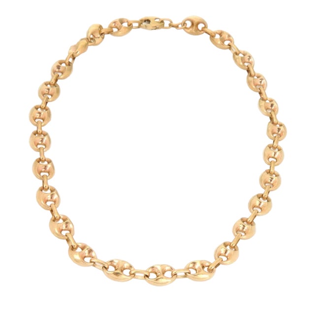 Late 20th Century Mariner Puff Link 14k Yellow Gold Necklace For Sale
