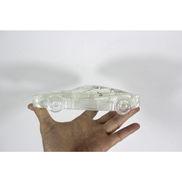 Vintage Glass Ferrari Testarossa Model Paperweight Italian Crystal For Sale - Image 4 of 11