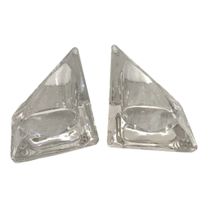 Vintage Mid 20th Century Nybro Swedish Candle Holder Bookends- a Pair