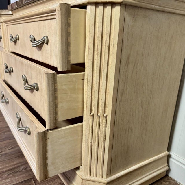Vintage Bernhardt Neoclassical Revival Marble Top 3-Drawer Nightstands, Pair For Sale - Image 12 of 14