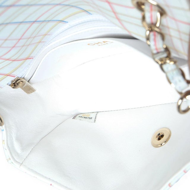 White Multicolor Calfskin Tweed Print Mini Rectangular Flap Bag For Sale - Image 9 of 9