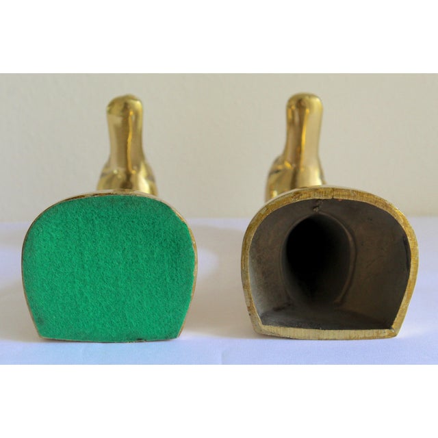 Mid-Century Modern Polished Solid Brass Mallard Duck Head Bookends – A Pair For Sale - Image 17 of 18