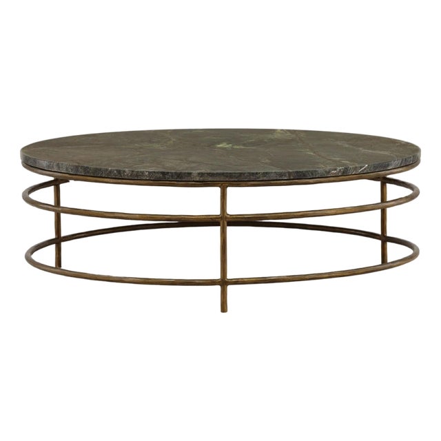Bidasar Marble Brass Modern Deco Coffee Table For Sale