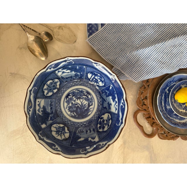 Ceramic Andrea by Sadek Blue and White Chinoiserie Bowl 7.5 Inch Decorative Porcelain Dish For Sale - Image 7 of 11