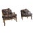 Late 20th Century Pair of French Provincial Louis XV Style Floral Tapestry Lounge Chairs For Sale
