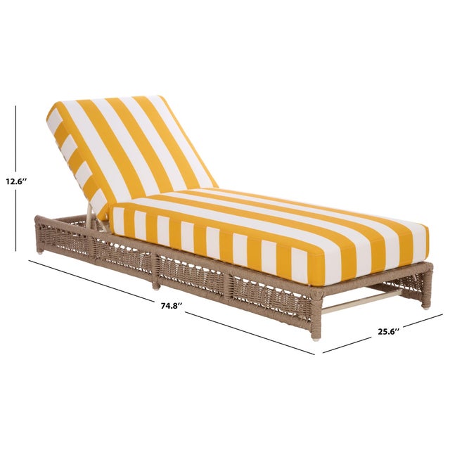 2020s Callan Chaise Lounge, Heather Tan/Yellow Stripe For Sale - Image 5 of 12